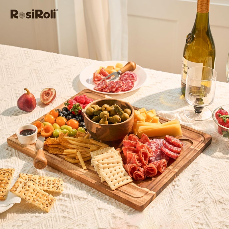 RosiRoli Acacia Wood Cake Stand with Lid â€“2-in-1 Rectangular Charcuterie Board & Dessert Display, Shatterproof Acrylic Dome Cover for Freshness, Serving Platter for Parties, Weddings, Birthdays, Gifts - Image 5