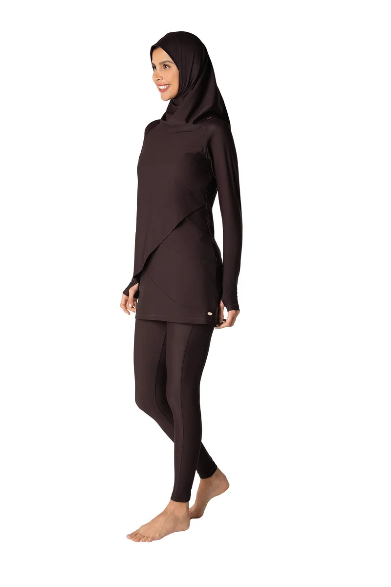 كويجا صن وير COEGA Ladies Modest Swim Suit Three Piece  Set - Cocoa
