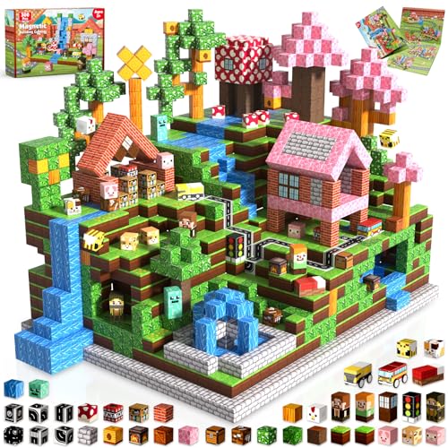Annexfun Magnetic Blocks 300PCS Magnetic Building Blocks Road Forest Magnetic Cubes Sensory Toys for Montessori Toddler Birthday Gifts STEM Construction Toys for Kids Ages 3 for Boy Girl - Image 1