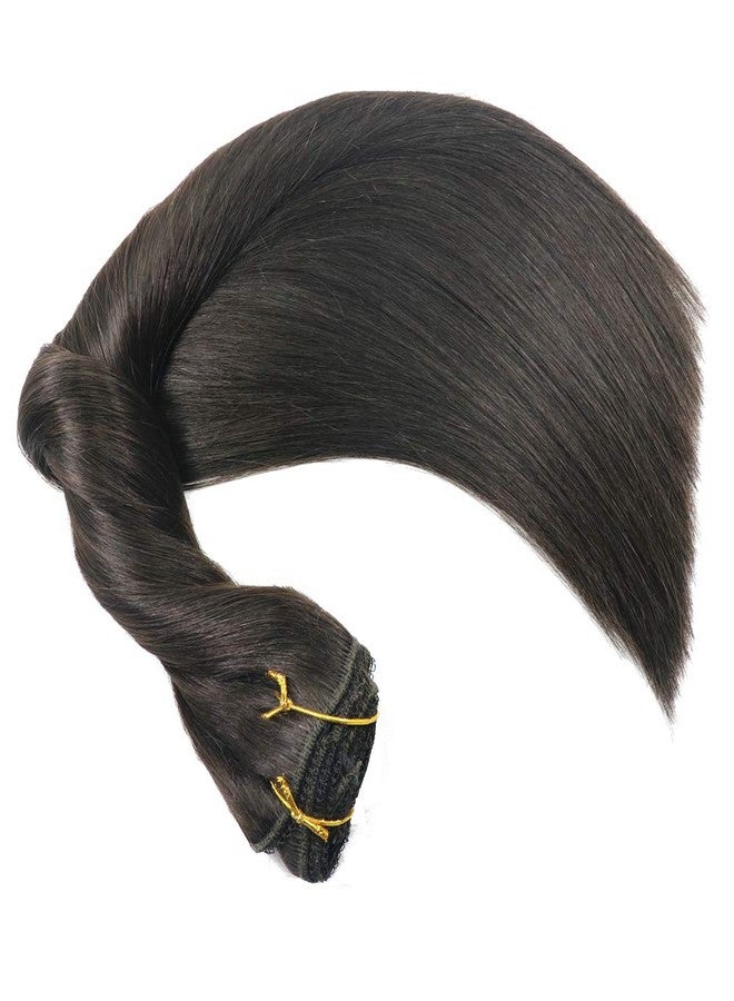 Eufficco Real Human Hair Lace Clip In Hair Extensions Thick Ends 20inch 120g Color Off Black Remy Hair Extensions Silky Soft Straight Double Wefted Lace Backed Clip Ins - Image 3