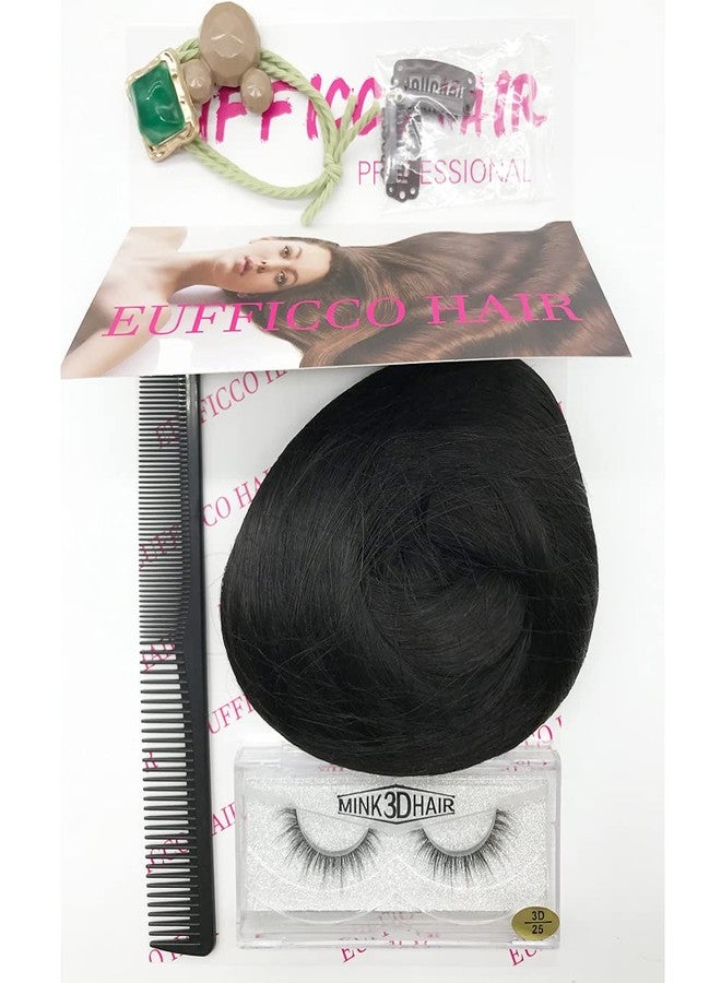 Eufficco Real Human Hair Lace Clip In Hair Extensions Thick Ends 20inch 120g Color Off Black Remy Hair Extensions Silky Soft Straight Double Wefted Lace Backed Clip Ins - Image 4