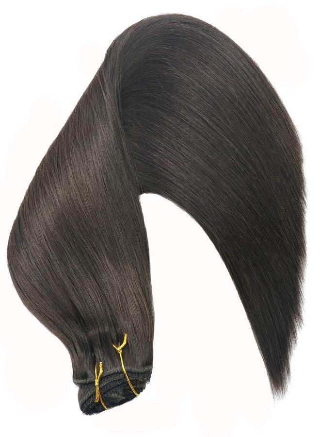 Eufficco Real Human Hair Lace Clip In Hair Extensions Thick Ends 20inch 120g Color Off Black Remy Hair Extensions Silky Soft Straight Double Wefted Lace Backed Clip Ins - Image 2