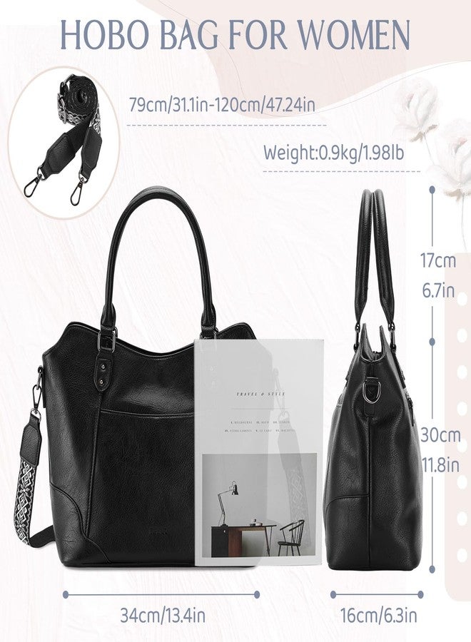 RAVUO Hobo Bag for Women,RAVUO Faux Leather Crossbody Purse Trendy Top Handle Handbags Ladies Shoulder Bags for Shopping Travel Black - Image 2