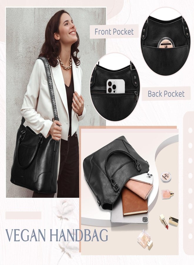 RAVUO Hobo Bag for Women,RAVUO Faux Leather Crossbody Purse Trendy Top Handle Handbags Ladies Shoulder Bags for Shopping Travel Black - Image 4