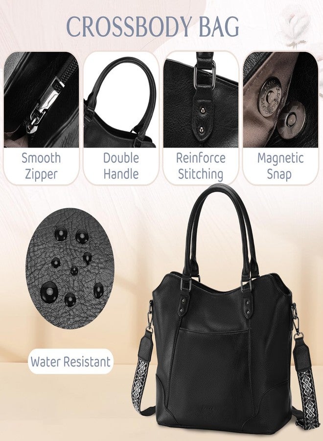 RAVUO Hobo Bag for Women,RAVUO Faux Leather Crossbody Purse Trendy Top Handle Handbags Ladies Shoulder Bags for Shopping Travel Black - Image 3