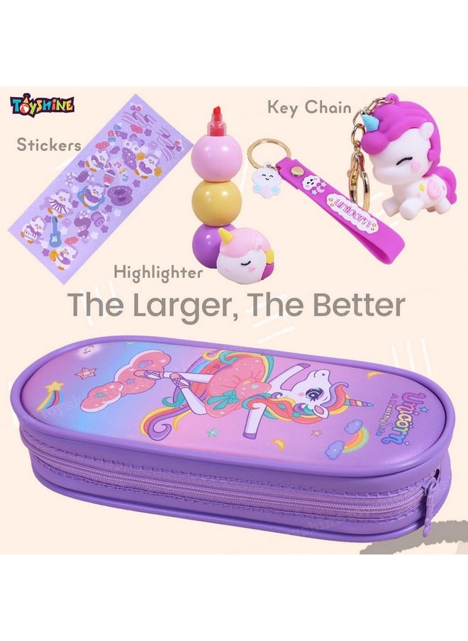 Toyshine Toyshine 3 Pc Unicorn Theme Kawaii Stationary Set for Kids-Girls Aesthetic Stationery Items for School & College Students - Model A  - Image 2