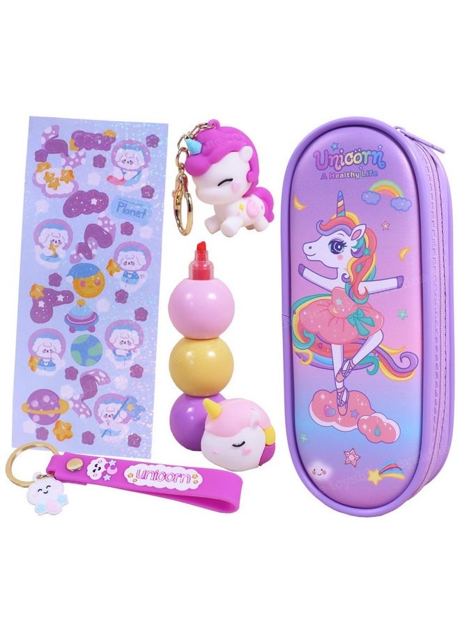 Toyshine Toyshine 3 Pc Unicorn Theme Kawaii Stationary Set for Kids-Girls Aesthetic Stationery Items for School & College Students - Model A  - Image 1