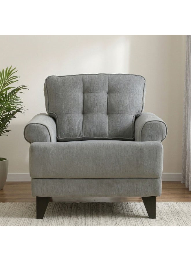 DANUBE HOME Bradley 1 Seater Fabric Sofa | Armchair  | Modern Design Single Seater Accent Chair | Comfortable Living Room Furniture L88xW82.5xH86cm - Onyx Grey - Image 2