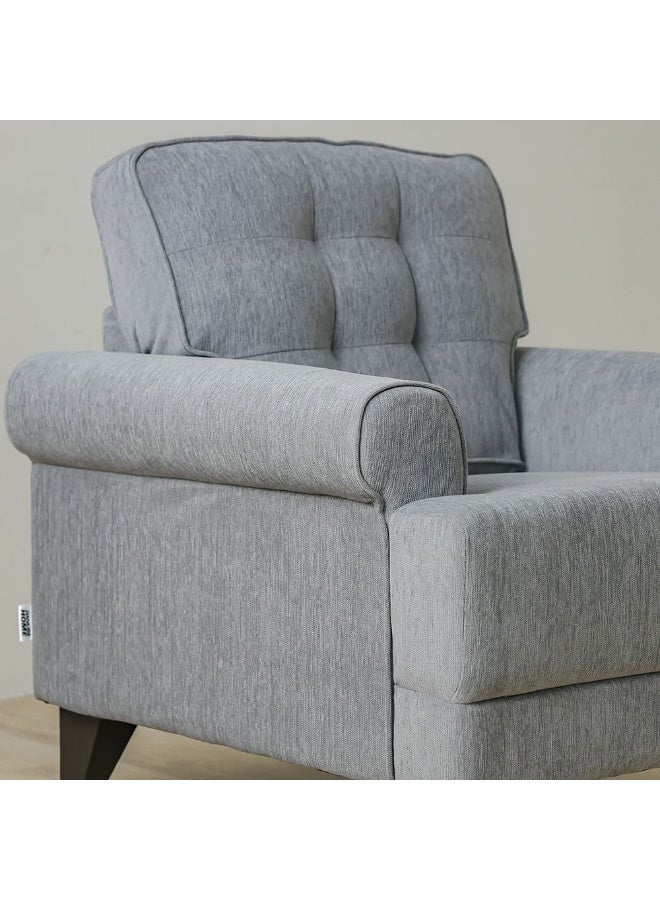 DANUBE HOME Bradley 1 Seater Fabric Sofa | Armchair  | Modern Design Single Seater Accent Chair | Comfortable Living Room Furniture L88xW82.5xH86cm - Onyx Grey - Image 3