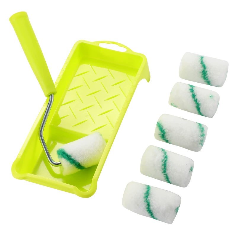 أسطوانة طلاء أسطوانة قماش عالية الكثافة مع إطار صينية إعادة تعبئة أسطوانة الطلاء الصغيرة 2 لوازم الطلاء لمشاريع الدهان الصغيرة حزمة من 8