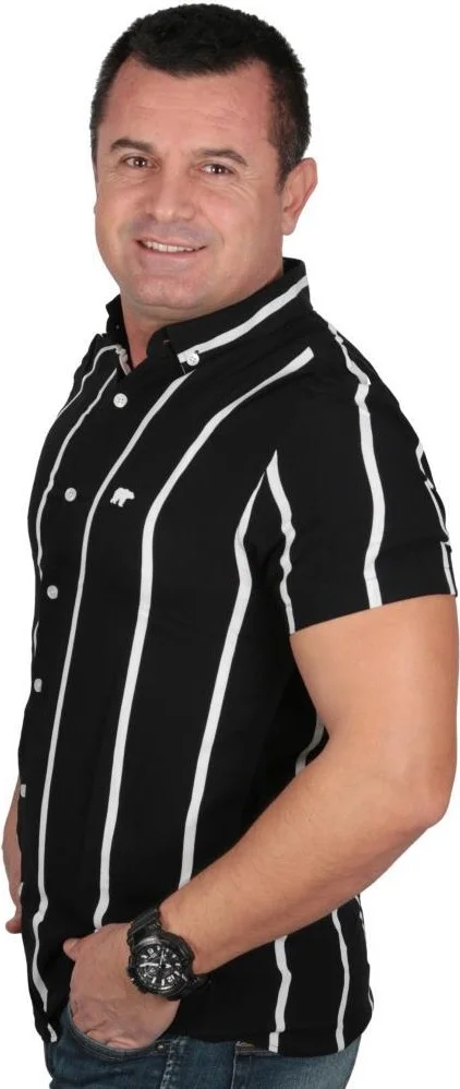 Bad Bear Sergio Men's Black Striped Short Sleeve Shirt