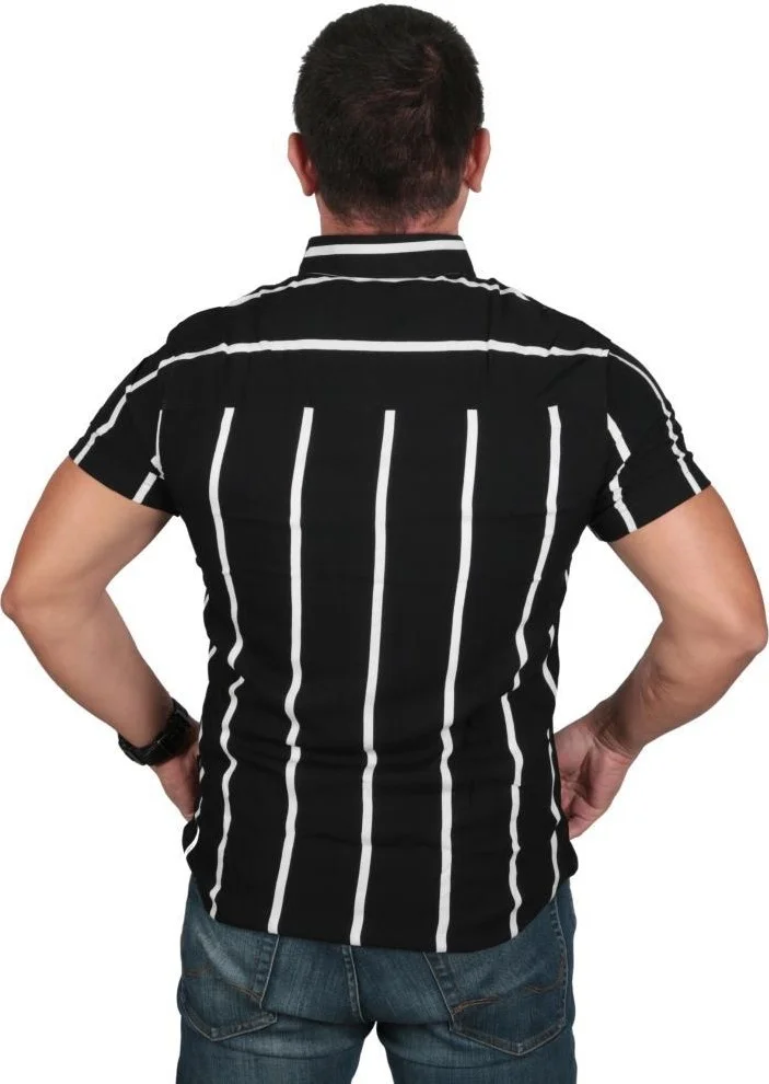 Bad Bear Sergio Men's Black Striped Short Sleeve Shirt