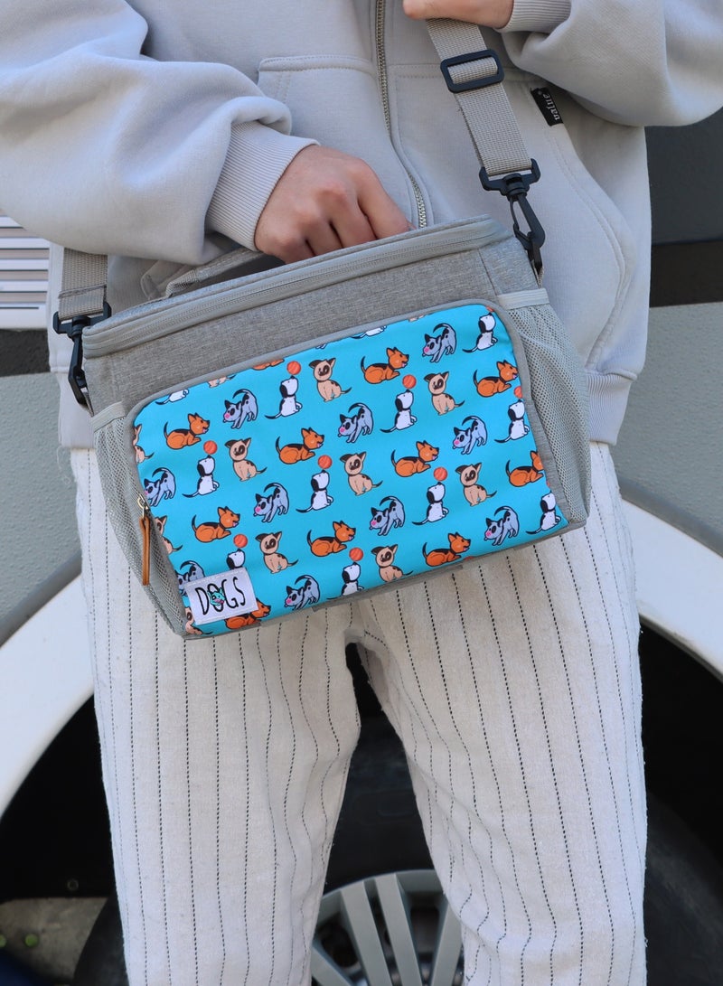 بيج ديزاين حقيبة معزولة بتصميم كلاب من Biggdesign حرارية، صندوق غداء مبرد، حقائب غداء معزولة مقاومة للماء والتسرب للرجال والنساء، حقائب تبريد للنزهات، صناديق غداء للكبار، سعة 10 لتر، لون تركوازي. - Image 5