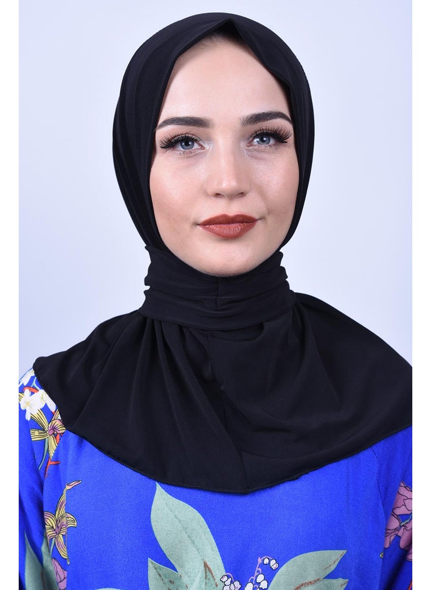 Belifanti Collection Women's Hijab Snap Bone Sandy Hijab Neck Collar Bone Black  - Image 1