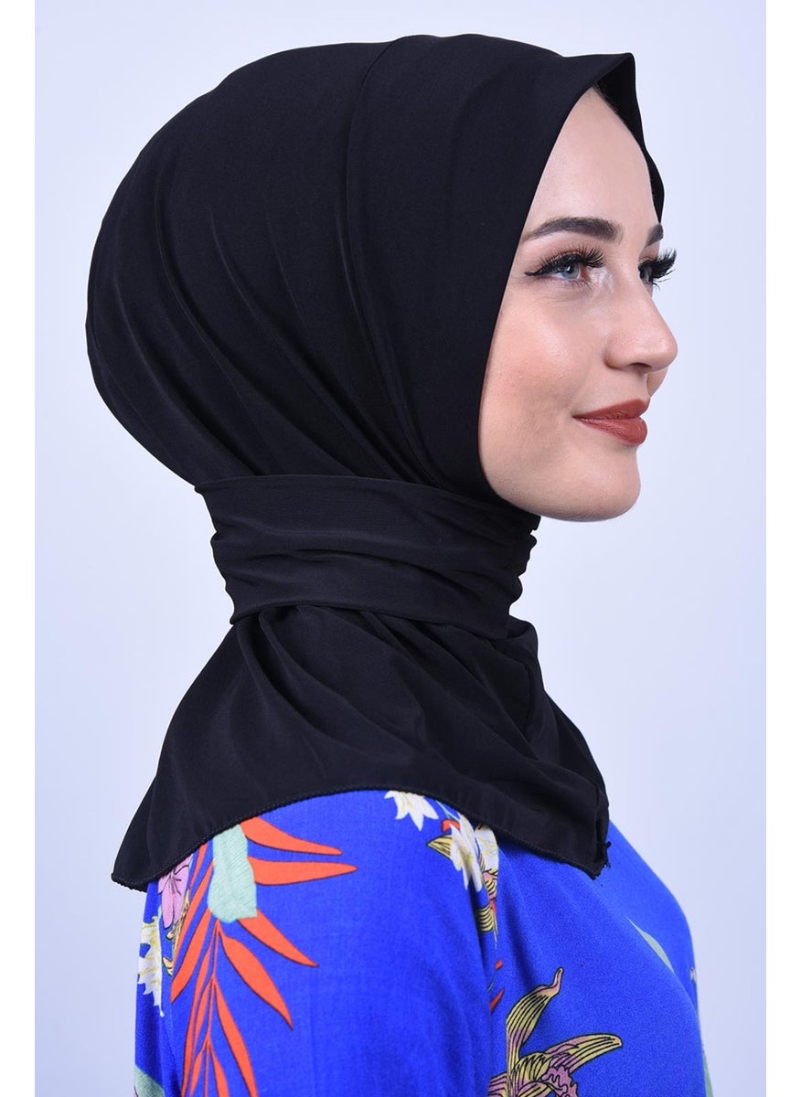Belifanti Collection Women's Hijab Snap Bone Sandy Hijab Neck Collar Bone Black  - Image 2