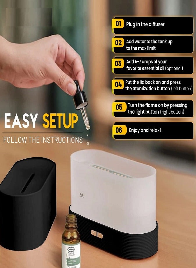 LIVVY Flame Humidifier & Aroma Diffuser, Ultrasonic Cool Mist Air Purifier, LED Flame Effect, Essential Oil Diffuser for Home, Office, Bedroom, Quiet & Stylish Design - Image 5