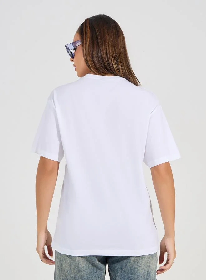 ستايلي Oversized Puff Graphic Print T-Shirt