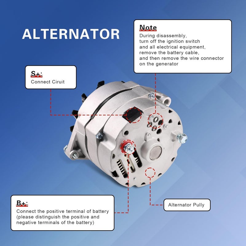 JDMSPEED High Output 105Amp 1-Wire 10SI Self-Exciting Alternator for SBC BBC GM - Image 5