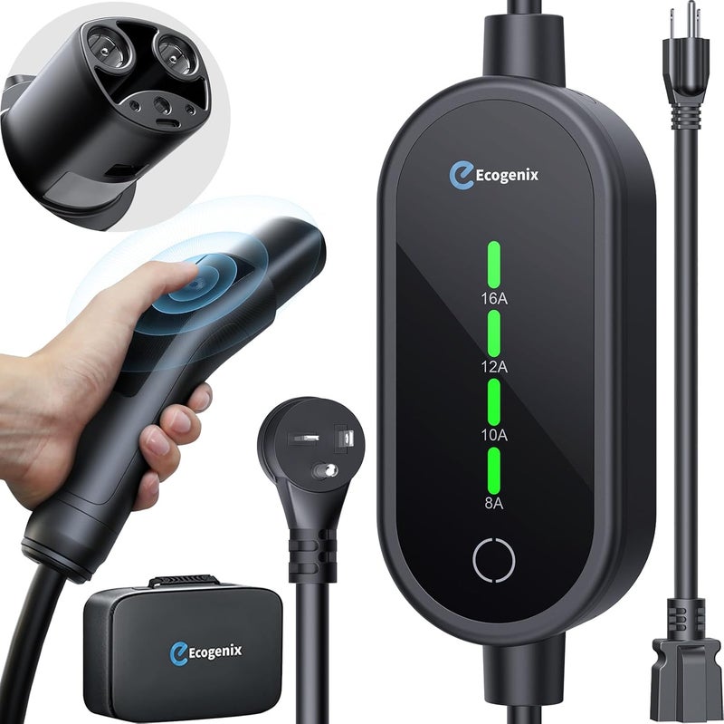 Ecogenix Level 1 & Level 2 EV Charger for Tesla Mobile Charging with Adjustable Current and 21ft Cable - Image 1