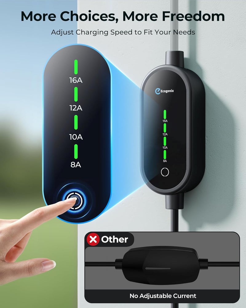 Ecogenix Level 1 & Level 2 EV Charger for Tesla Mobile Charging with Adjustable Current and 21ft Cable - Image 3