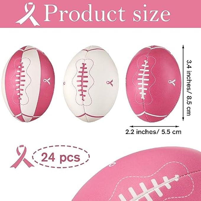 Liliful 24 Pcs Breast Cancer Awareness Stress Balls Pink Ribbon Stress Balls for Breast Awareness Gifts Football Party Favors Stress Relief Supplies for Women or Men - Image 2
