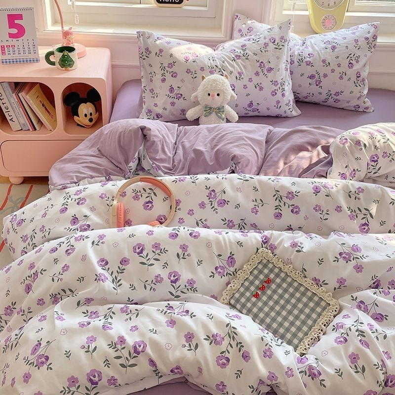 A-level baby and girl heart-shaped bedding set -4-piece duvet cover, bed sheet, and mattress protection - Image 1