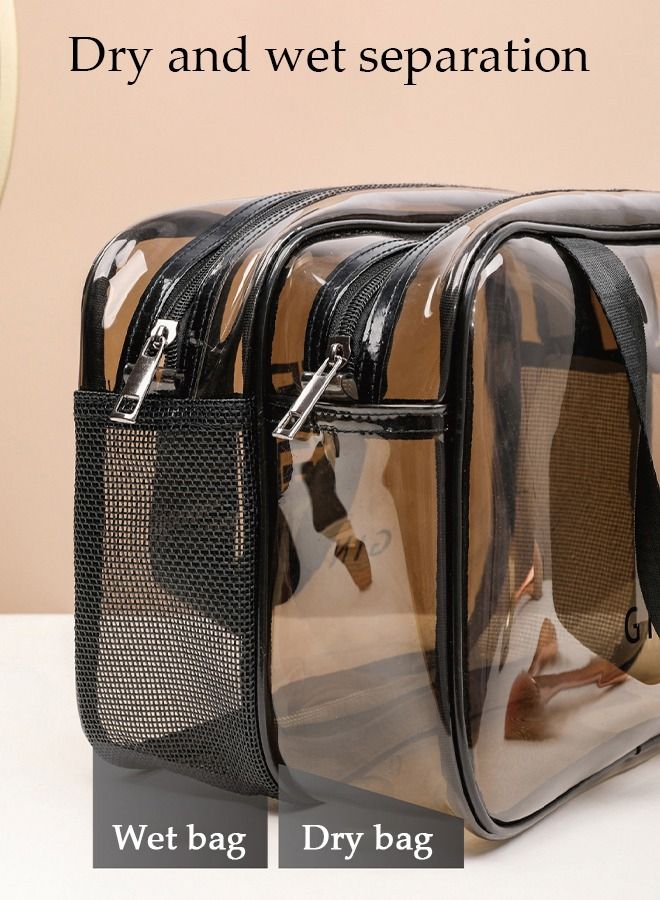 DUNISO Makeup Bag for Women and Men Cosmetic Bag with Wet and Dry Pocket Waterproof Travel Toiletry Bag Storage Organizer Case for Accessories Shampoo Toiletries - Image 3