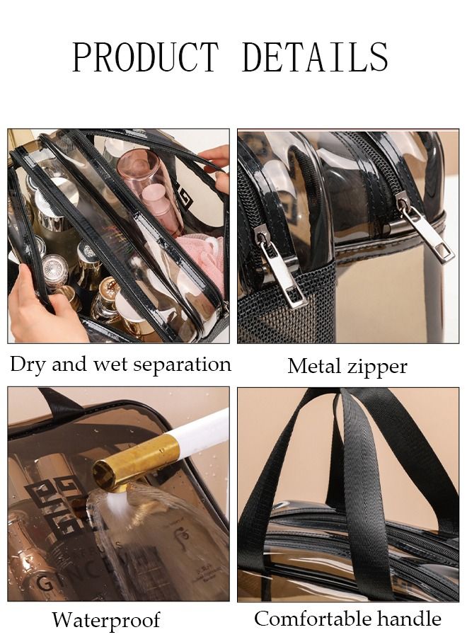 DUNISO Makeup Bag for Women and Men Cosmetic Bag with Wet and Dry Pocket Waterproof Travel Toiletry Bag Storage Organizer Case for Accessories Shampoo Toiletries - Image 5