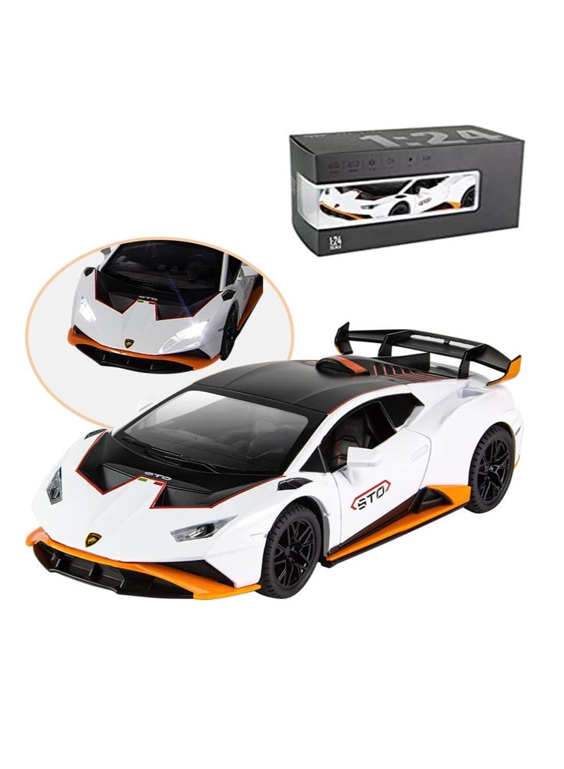 lakia 1:24 Alloy Diecast Car Model for Lamborghini Huracan STO 2021 Toy Car, Pull Back Vehicles Model Cars Toy for Kids 3 to 12 Years Old Gift Adult Collection Car Model with Light & Sound - Image 1