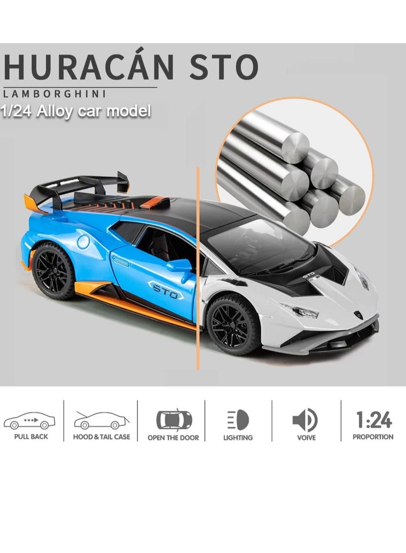 lakia 1:24 Alloy Diecast Car Model for Lamborghini Huracan STO 2021 Toy Car, Pull Back Vehicles Model Cars Toy for Kids 3 to 12 Years Old Gift Adult Collection Car Model with Light & Sound - Image 4