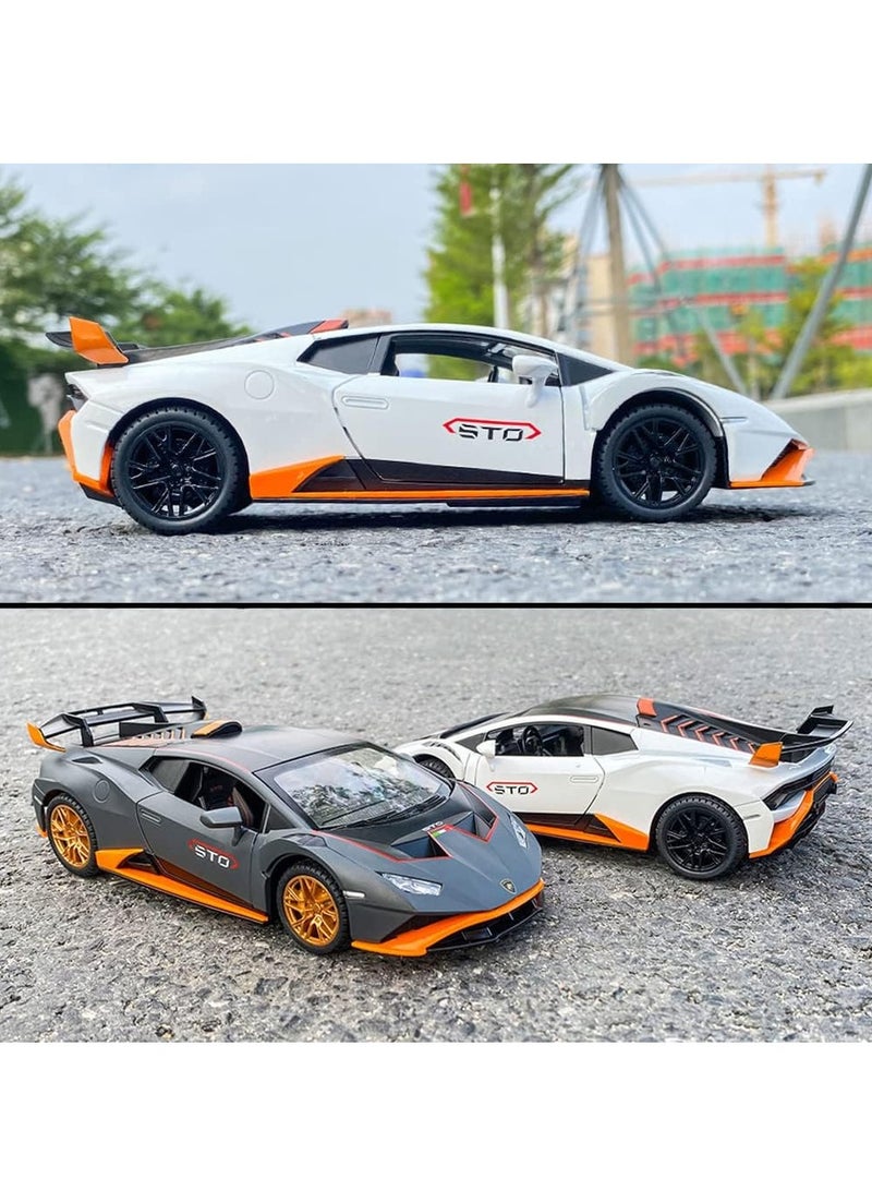 lakia 1:24 Alloy Diecast Car Model for Lamborghini Huracan STO 2021 Toy Car, Pull Back Vehicles Model Cars Toy for Kids 3 to 12 Years Old Gift Adult Collection Car Model with Light & Sound - Image 3