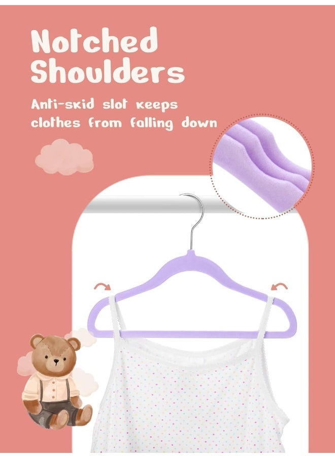 HOUSE DAY 50 Pack Purple Velvet Baby Hangers, Infant & Toddler Clothes, Durable Non Slip Baby Felt Hangers Purple, 11 Inch Baby Hangers for Closet, Ideal for Everyday Use - Image 4
