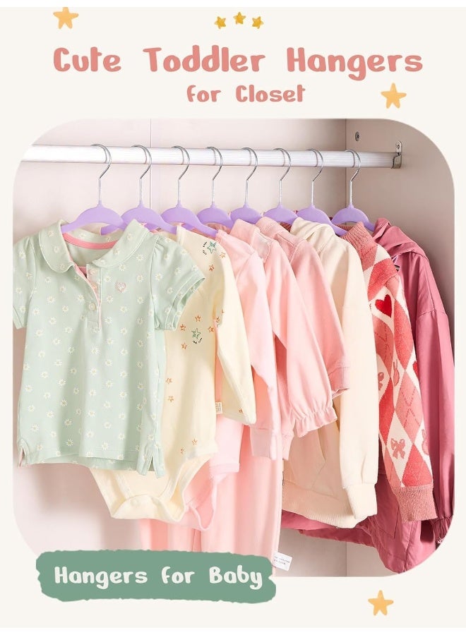 HOUSE DAY 50 Pack Purple Velvet Baby Hangers, Infant & Toddler Clothes, Durable Non Slip Baby Felt Hangers Purple, 11 Inch Baby Hangers for Closet, Ideal for Everyday Use - Image 3