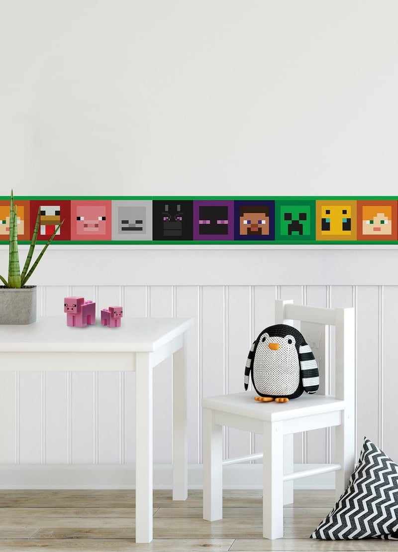 RoomMates Minecraft Iconic Faces Peel and Stick Wallpaper Border, RMK12377BD - Image 3