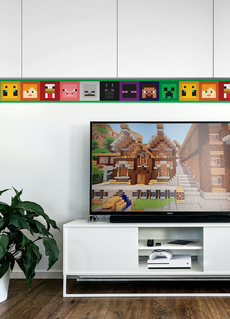 RoomMates Minecraft Iconic Faces Peel and Stick Wallpaper Border, RMK12377BD - Image 2