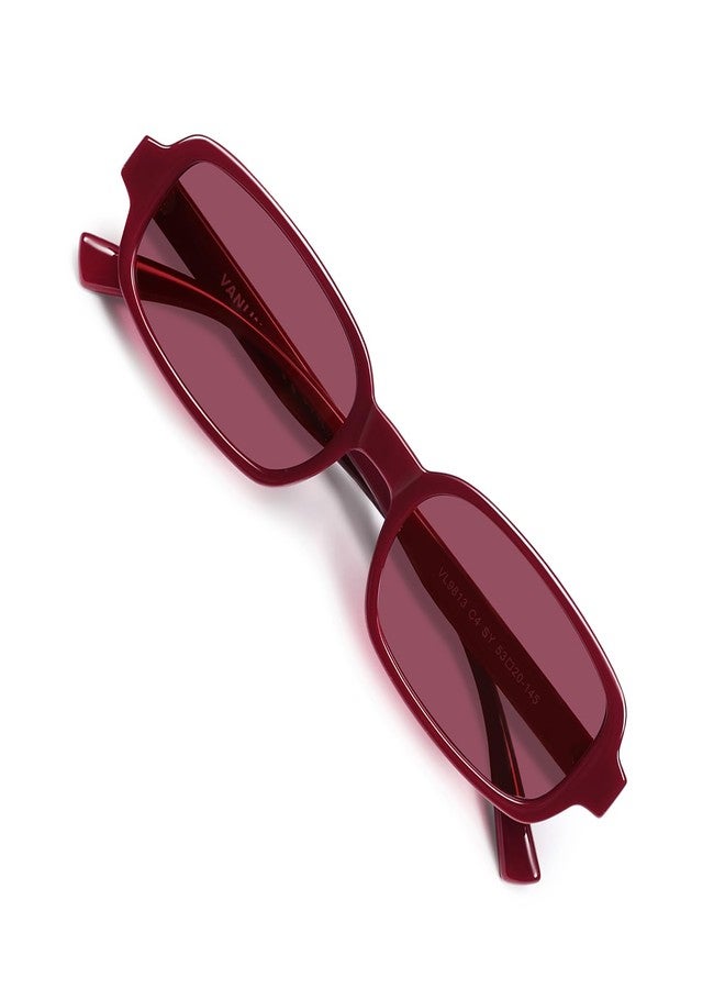 VANLINKER Retro Rectangle Polarized Sunglasses for Women Men Small 90s Style Vintage Trendy Narrow Rectangular Frame VL9813, Red - Image 1