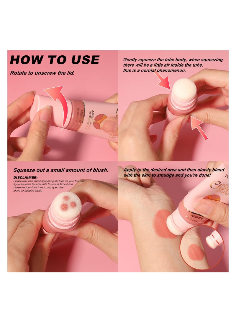 SYOSI Matte Liquid Blush Wand Velvety Cheek Tint Long Lasting Rubor Liquido Blendable Buildable Maquillaje Para Mejillas 25ml - Image 4