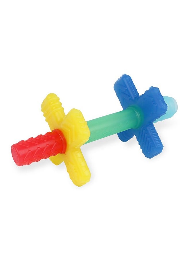 Itzy Ritzy - Teensy Tube Teether; Textured Hollow Baby Teething Tube That Reaches Front Teeth & Back Molars, Made Of Soft Silicone (Rainbow) - Image 1