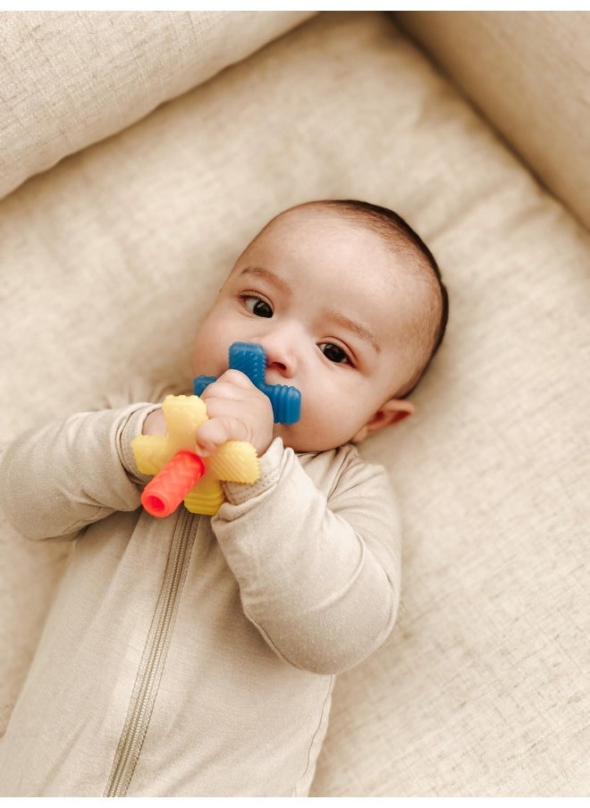 Itzy Ritzy - Teensy Tube Teether; Textured Hollow Baby Teething Tube That Reaches Front Teeth & Back Molars, Made Of Soft Silicone (Rainbow) - Image 1