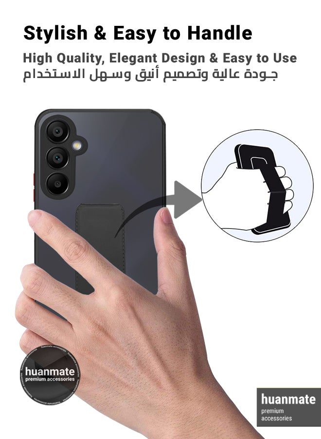 Samsung Galaxy A25 Magnetic Case With Hand Grip Holder & Kickstand - Strong Grip for Magnetic Car Holder, Stylish & Functional, Ultimate Convenience & Hands-Free Viewing - Black