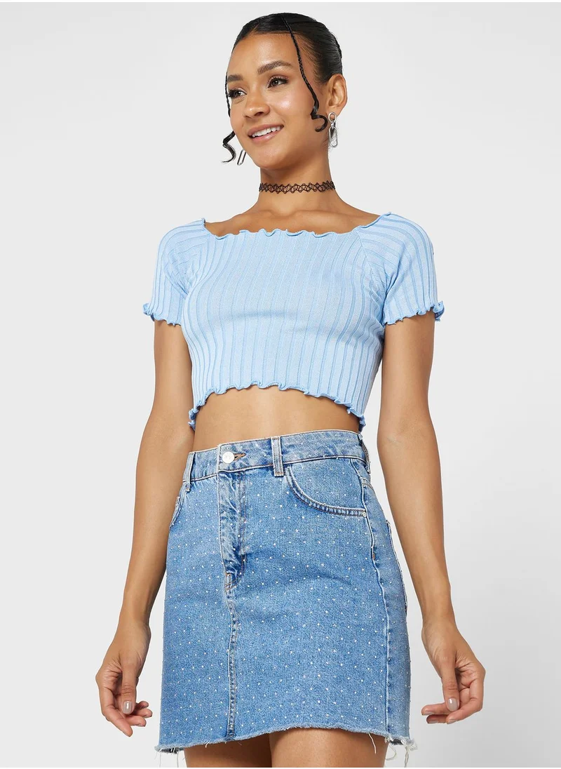 Ginger Cropped Lettuce Detail Tshirt