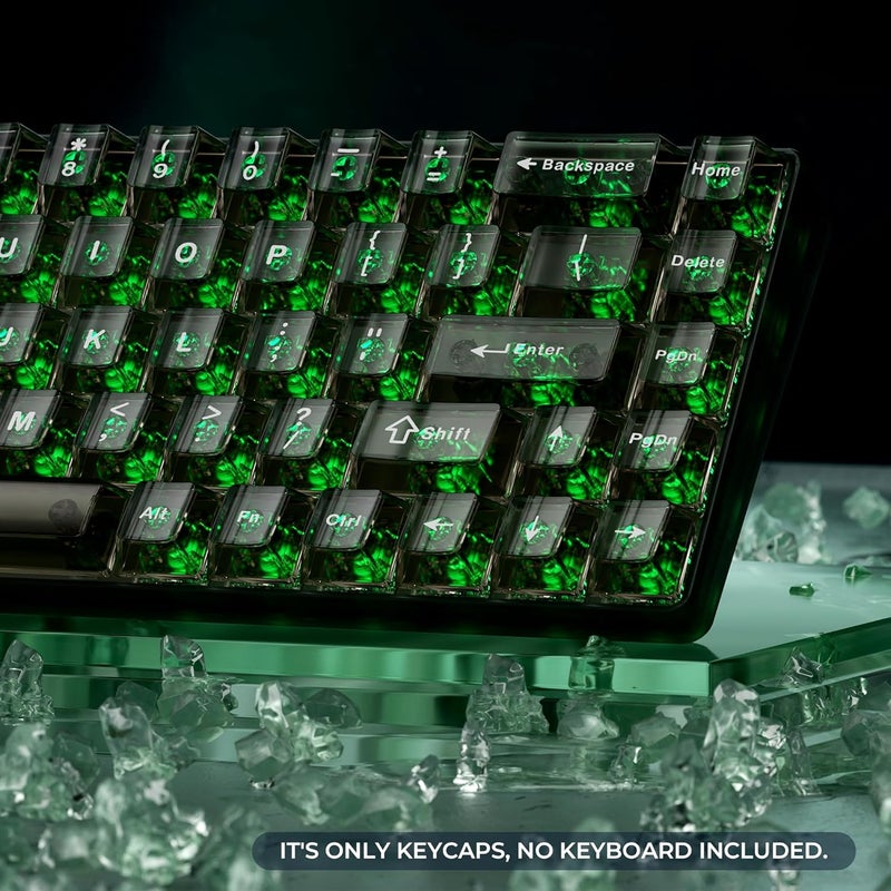 HITIME XVX Clear keycaps, Black Transparent Keycaps 60 65 75 100 Percent, Crystal Ceramic Custom Key Cap Set 124 Keys, Cherry Profile, Shine Through, Cute Style for Mechanical Keyboards - Image 4