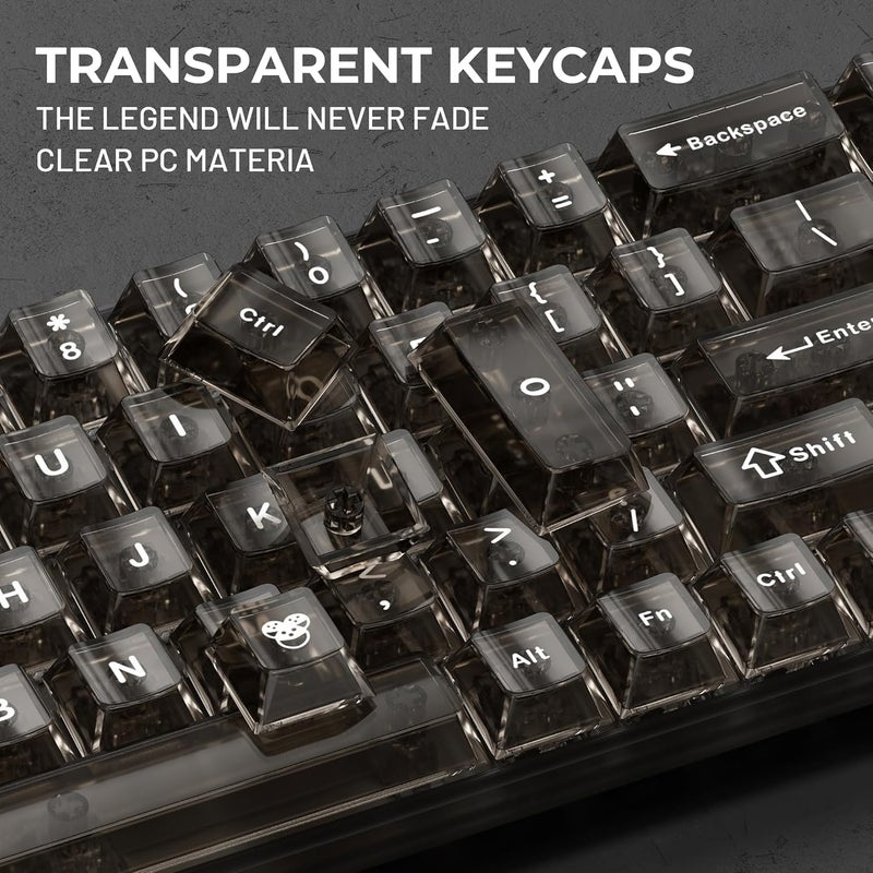 HITIME XVX Clear keycaps, Black Transparent Keycaps 60 65 75 100 Percent, Crystal Ceramic Custom Key Cap Set 124 Keys, Cherry Profile, Shine Through, Cute Style for Mechanical Keyboards - Image 5