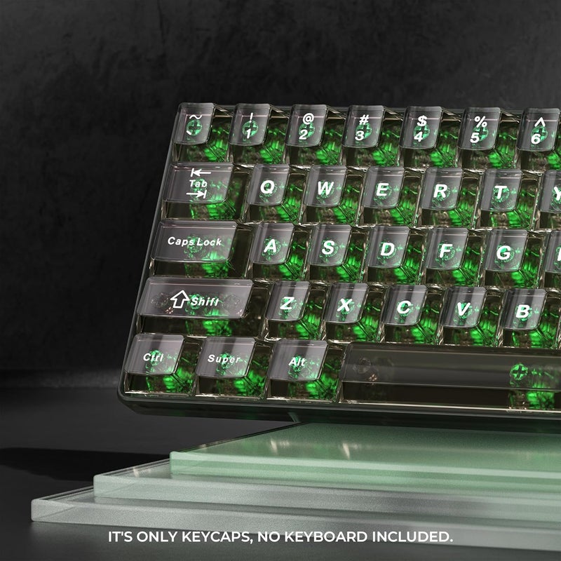 HITIME XVX Clear keycaps, Black Transparent Keycaps 60 65 75 100 Percent, Crystal Ceramic Custom Key Cap Set 124 Keys, Cherry Profile, Shine Through, Cute Style for Mechanical Keyboards - Image 2
