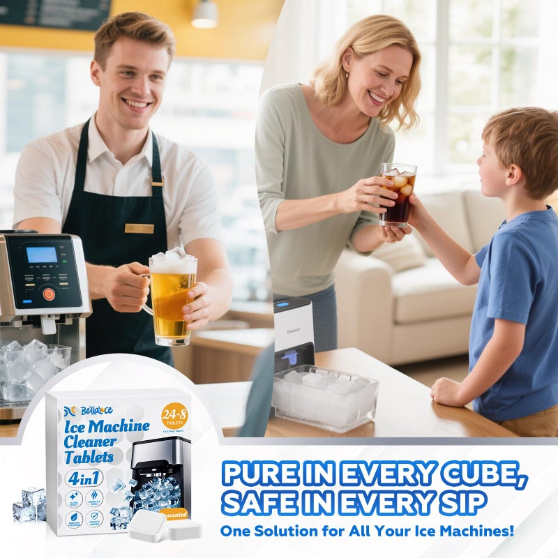 Bellaluce Ice Machine Cleaner Tablets Descaler (32 Pack) â€“ Nickel-Safe Countertop Portable Commercial Ice Maker Cleaning â€“ Remove Hard Water Buildup, Odor-Free, Crystal Clear Ice - Image 5