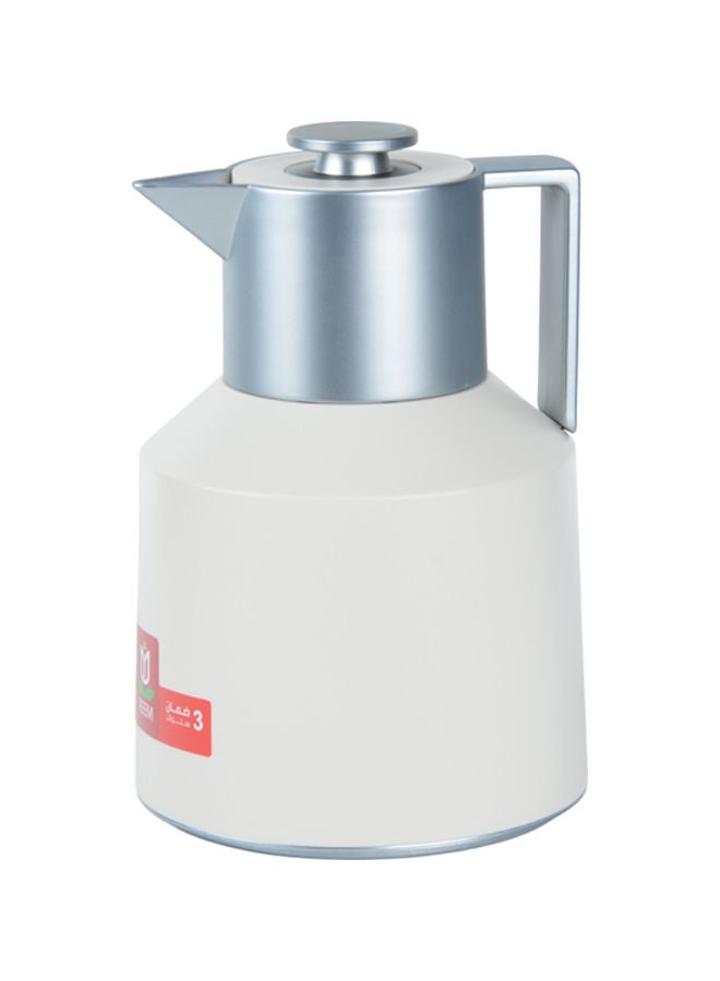 REEM Plastic Tea & Coffee Flask 1 Liter Ivory/Silver - Image 1