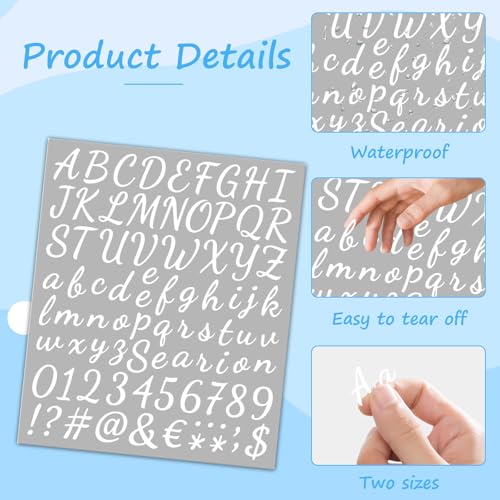 DENGXINWEI 12 Sheets Vinyl Letters Numbers Stickers Kit,1008 Pcs 1 Inch Self Adhesive DIY Cursive Sticker Alphabet Number Letter Decal for Signs, Classroom Decor, Door Window,Office,Mailbox,Crafts (White) - Image 5