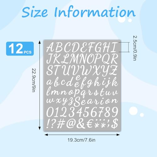 DENGXINWEI 12 Sheets Vinyl Letters Numbers Stickers Kit,1008 Pcs 1 Inch Self Adhesive DIY Cursive Sticker Alphabet Number Letter Decal for Signs, Classroom Decor, Door Window,Office,Mailbox,Crafts (White) - Image 2