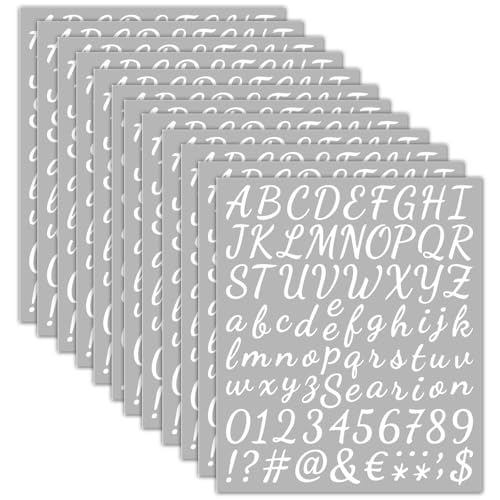 DENGXINWEI 12 Sheets Vinyl Letters Numbers Stickers Kit,1008 Pcs 1 Inch Self Adhesive DIY Cursive Sticker Alphabet Number Letter Decal for Signs, Classroom Decor, Door Window,Office,Mailbox,Crafts (White) - Image 1
