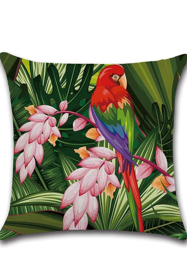 SOLARAE Cushion Covers Set, Outdoor Waterproof Green Leaf of 4 Tropical Plant Square Linen Throw Pillow Covers, Suitable for Sofa Garden, Terrace, Bench Home Bed Decorative Cushion Cover, 45 x 45cm - Image 4
